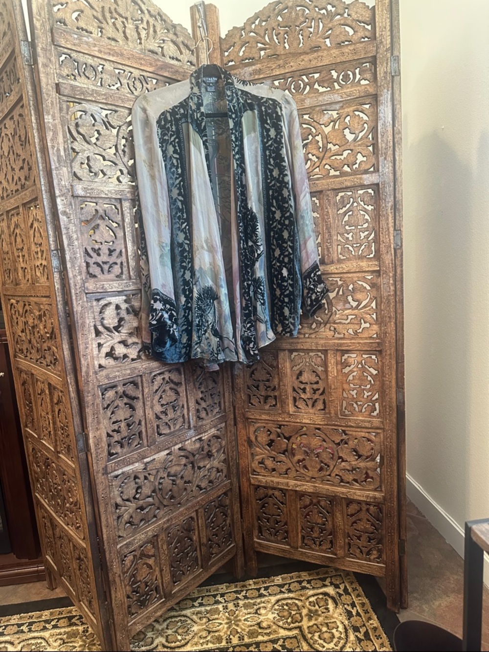 Citron Sheer Kimono Cardigan in Black and Grey with stunning velvet details